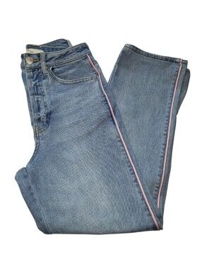 Francesca's TGLA Hi-Rise Pink Piping Straight Leg Jeans